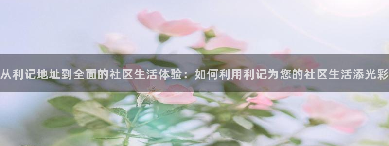 恒行电子有限公司：从利记地址到全面的社区生活体验：如何利用利记为您的社区生活添光彩